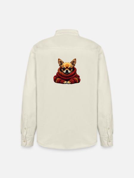 Chihuahua Winterkuschel mit Schal - Relaxed Fit Unisex Organic Hemd von Stanley/Stella - Natur