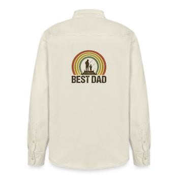 Meilleur papa en pêchant - Chemise unisexe coupe décontractée bio Stanley/Stella - écru doux - Dos - AI Model Male 178 light (178cm)