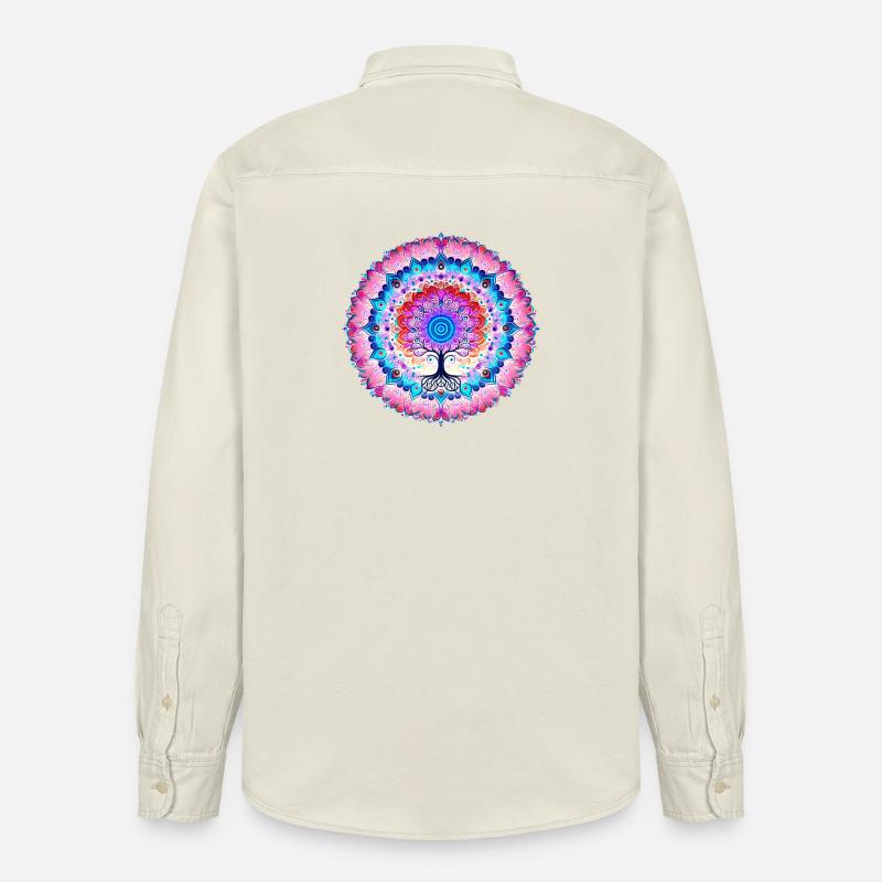 Mandala-Baum der Farben - Relaxed Fit Unisex Organic Hemd von Stanley/Stella - Natur