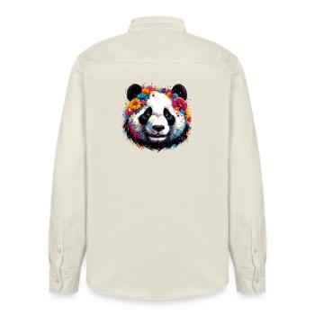 Panda - Relaxed Fit Unisex Organic Hemd von Stanley/Stella - Natur - Hinten - AI Model Male 178 light (178cm)