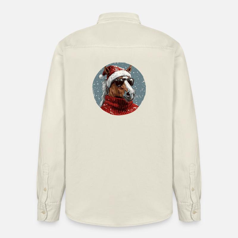 Noël de Noël cheval - Chemise unisexe coupe décontractée bio Stanley/Stella - écru doux