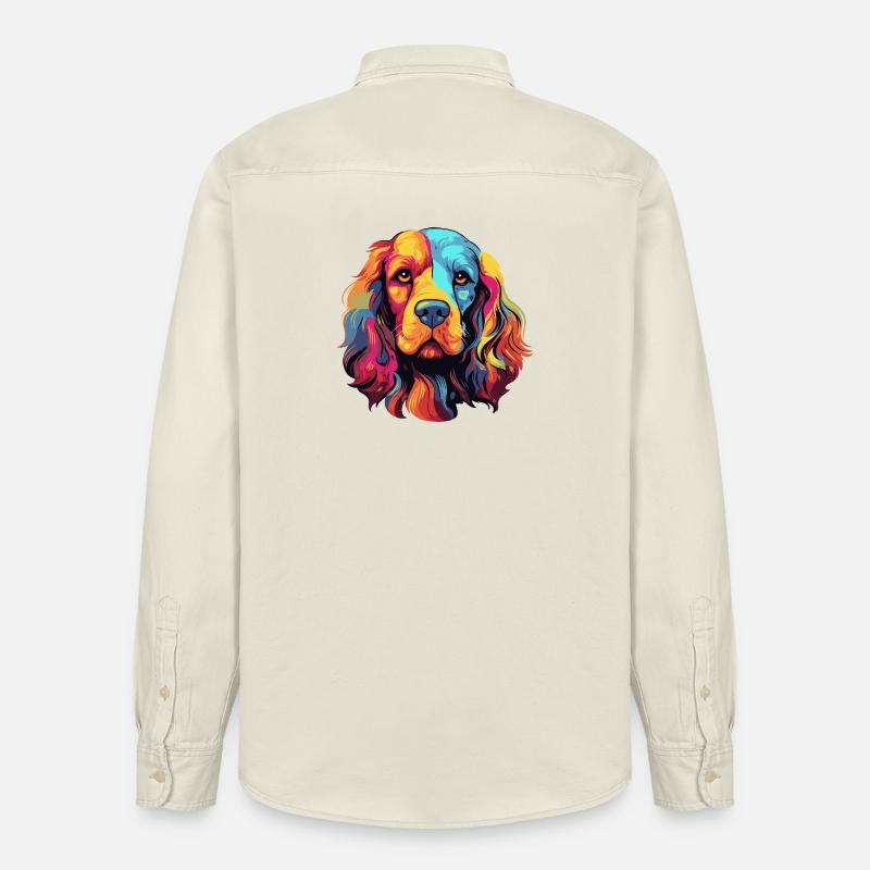 Farbenfroher Hund Pop Art - Relaxed Fit Unisex Organic Hemd von Stanley/Stella - Natur
