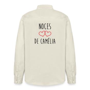 Camellias Hochzeit 51 Jahre Ehe - Relaxed Fit Unisex Organic Hemd von Stanley/Stella - Natur - Hinten - AI Model Male 178 light (178cm)