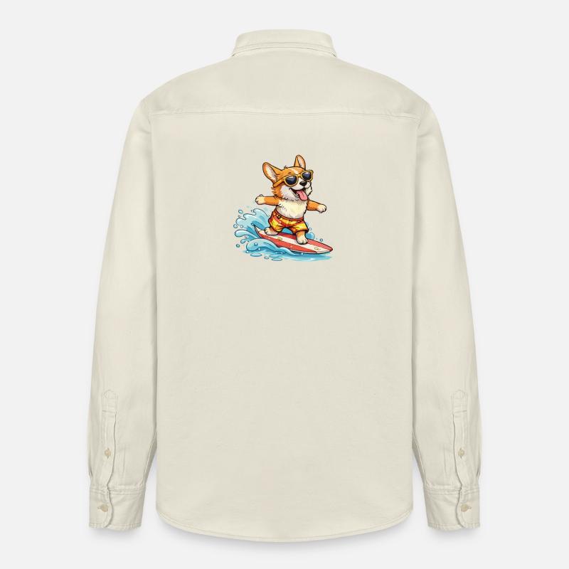 Corgi Surf-Sommerbrille - Relaxed Fit Unisex Organic Hemd von Stanley/Stella - Natur