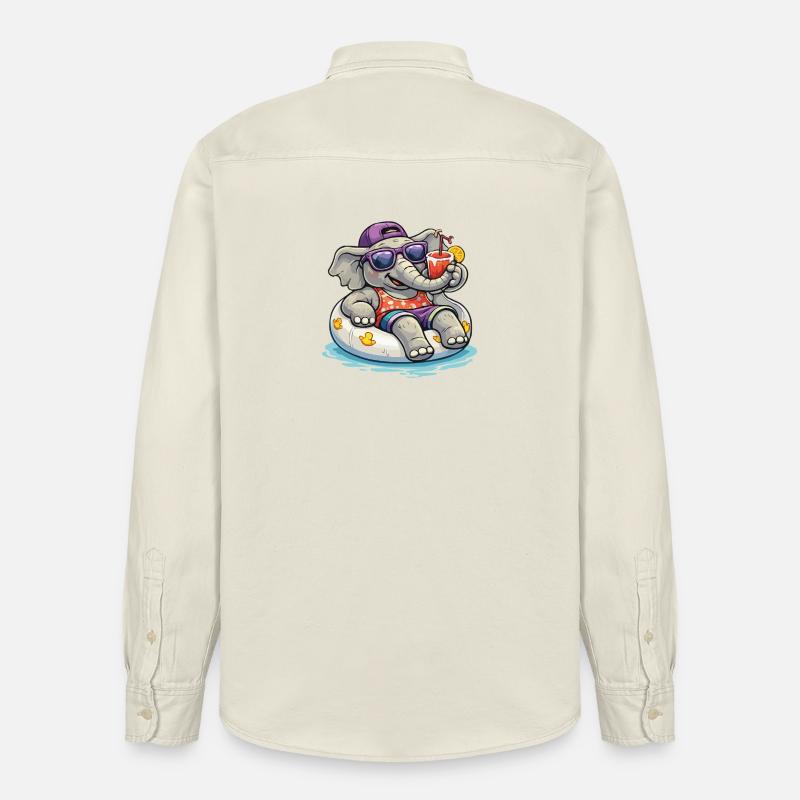 Éléphant de plage avec boisson - Chemise unisexe coupe décontractée bio Stanley/Stella - écru doux