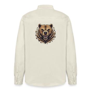 Angry mountain bear in the rock quarry - Relaxed Fit Unisex Organic Shirt by Stanley/Stella - soft Ecru - Back - AI Model Male 178 light (178cm)