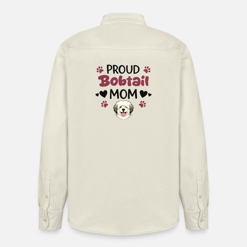  Stolze Bobtail Mutter, Alter Englischer - Relaxed Fit Unisex Organic Hemd von Stanley/Stella - Natur