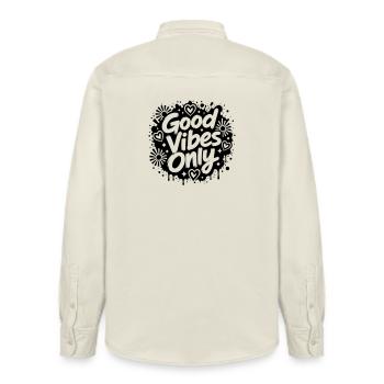 Good Vibe Only Graffiti Motif - Chemise unisexe coupe décontractée bio Stanley/Stella - écru doux - Dos - AI Model Male 178 light (178cm)