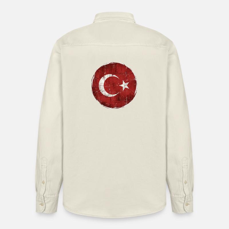 Conception du cercle du drapeau turc - Chemise unisexe coupe décontractée bio Stanley/Stella - écru doux