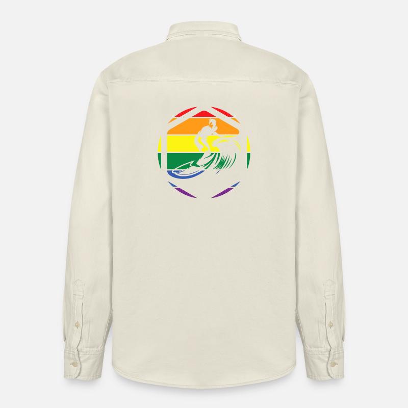 Rainbow Wave Surfer Circle - Relaxed Fit Unisex Organic Hemd von Stanley/Stella - Natur