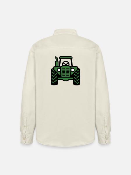 Tractor Front View Logo - Relaxed Fit Unisex Organic Shirt by Stanley/Stella - soft Ecru