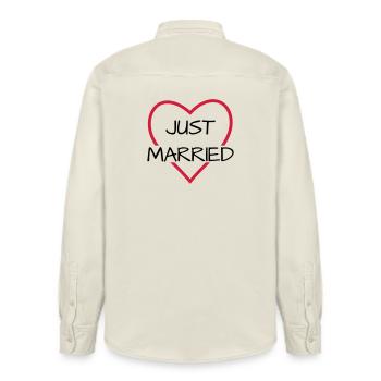 Regard de partenaire de mariage de coeur juste marié - Chemise unisexe coupe décontractée bio Stanley/Stella - écru doux - Dos - AI Model Male 178 light (178cm)