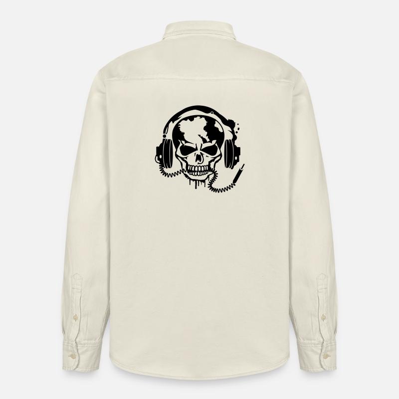 Un crâne avec un casque - Chemise unisexe coupe décontractée bio Stanley/Stella - écru doux