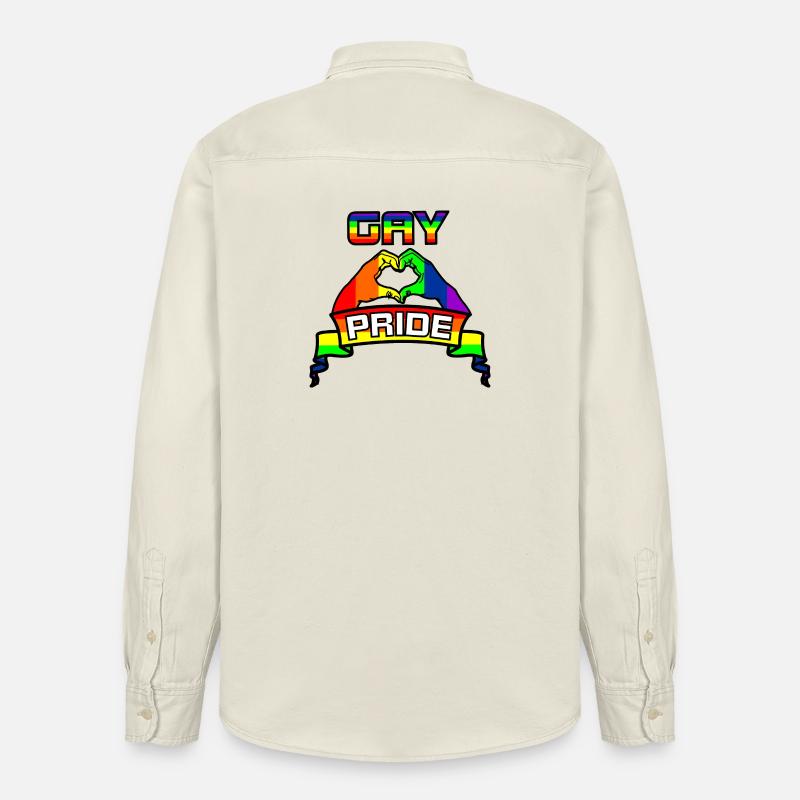 Regenbogen Gay Pride Logo 4 - Relaxed Fit Unisex Organic Hemd von Stanley/Stella - Natur