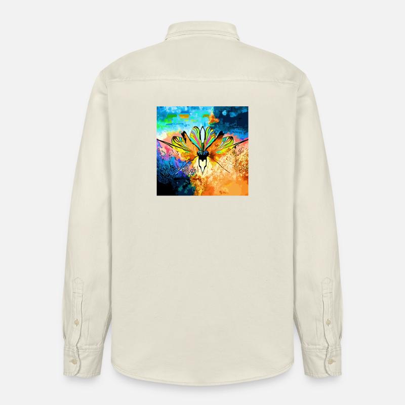 Bunter Falter im Farbmeer - Relaxed Fit Unisex Organic Hemd von Stanley/Stella - Natur