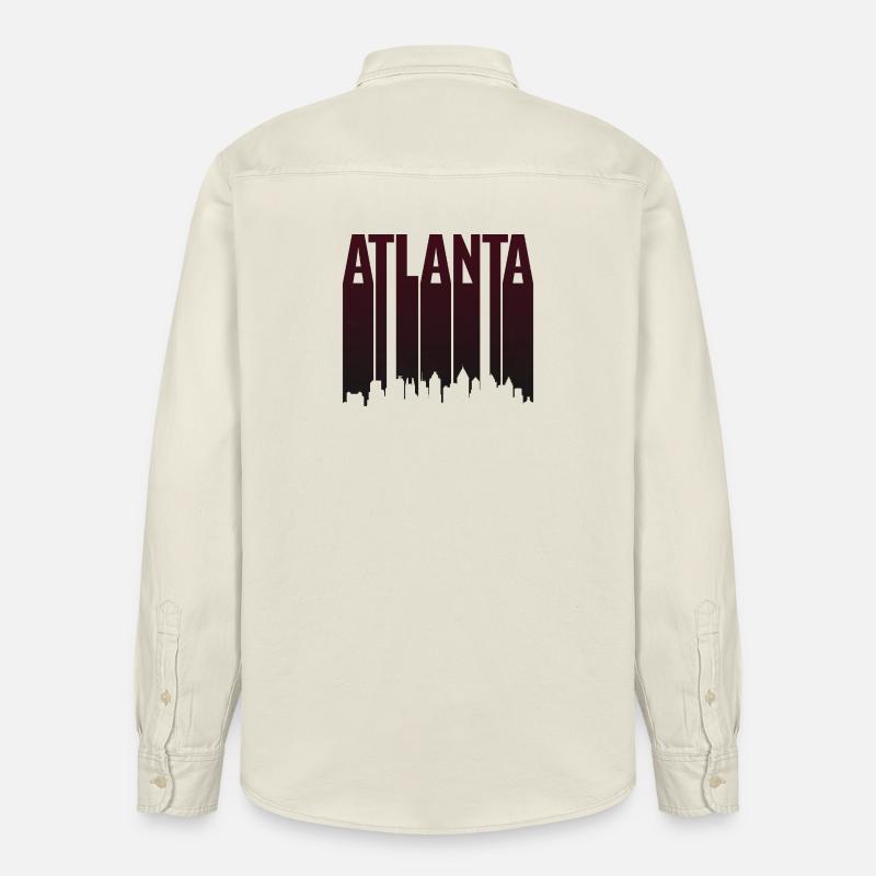 Silhouette verticale de la Skyline d’Atlanta - Chemise unisexe coupe décontractée bio Stanley/Stella - écru doux