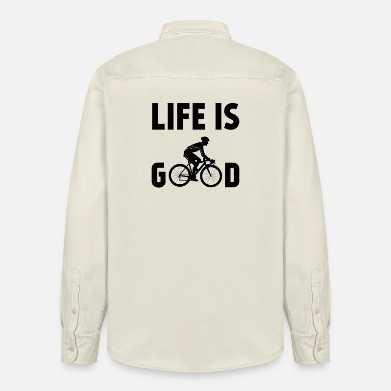 Cyclisme - La vie est belle - Chemise unisexe coupe décontractée bio Stanley/Stella - écru doux