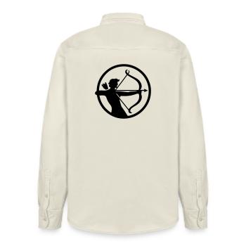Sagittarius - Relaxed Fit Unisex Organic Shirt by Stanley/Stella - soft Ecru - Back - AI Model Male 178 light (178cm)