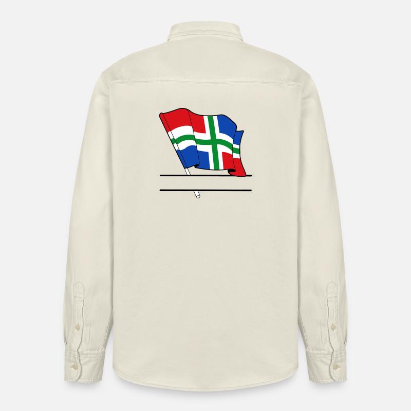 Drapeau Groningue bannière de texte - Chemise unisexe coupe décontractée bio Stanley/Stella - écru doux