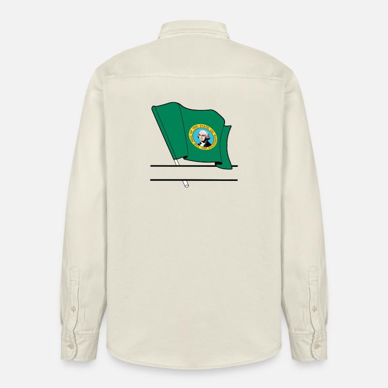 Drapeau Washington bannière de texte - Chemise unisexe coupe décontractée bio Stanley/Stella - écru doux