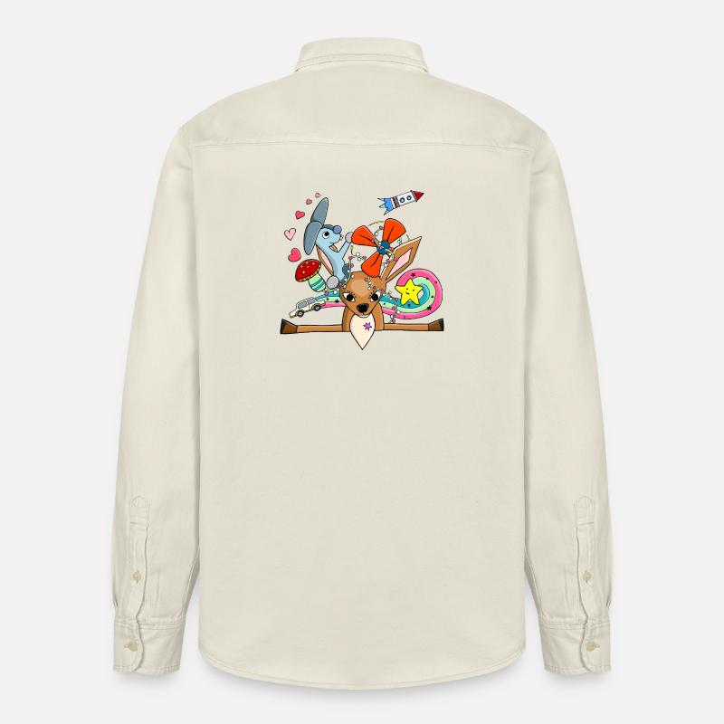 Süßes Reh, Hase Collage mit Regenbogen - Relaxed Fit Unisex Organic Hemd von Stanley/Stella - Natur
