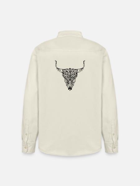 Floral bull skull in mystical tattoo style - Relaxed Fit Unisex Organic Shirt by Stanley/Stella - soft Ecru