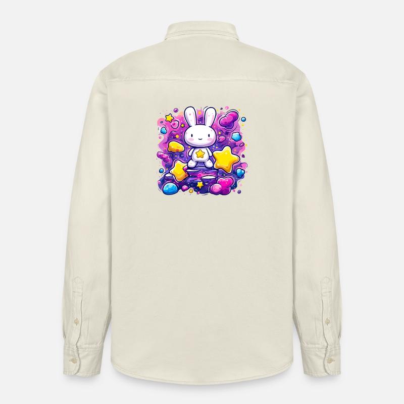 Lapin Étoile de l’Espace - Chemise unisexe coupe décontractée bio Stanley/Stella - écru doux