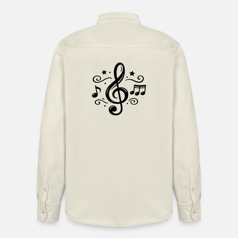Notes musicales de clé - Chemise unisexe coupe décontractée bio Stanley/Stella - écru doux