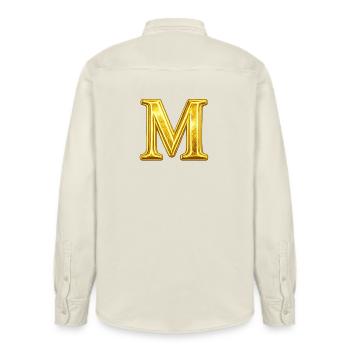 Golden M Crystal Shine - Relaxed Fit Unisex Organic Shirt by Stanley/Stella - soft Ecru - Back - AI Model Male 178 light (178cm)