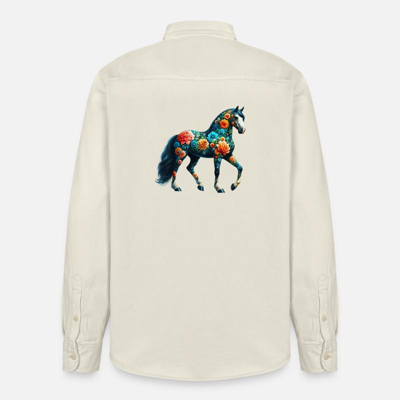 Pferd mit Blumen geschmückt - Relaxed Fit Unisex Organic Hemd von Stanley/Stella - Natur