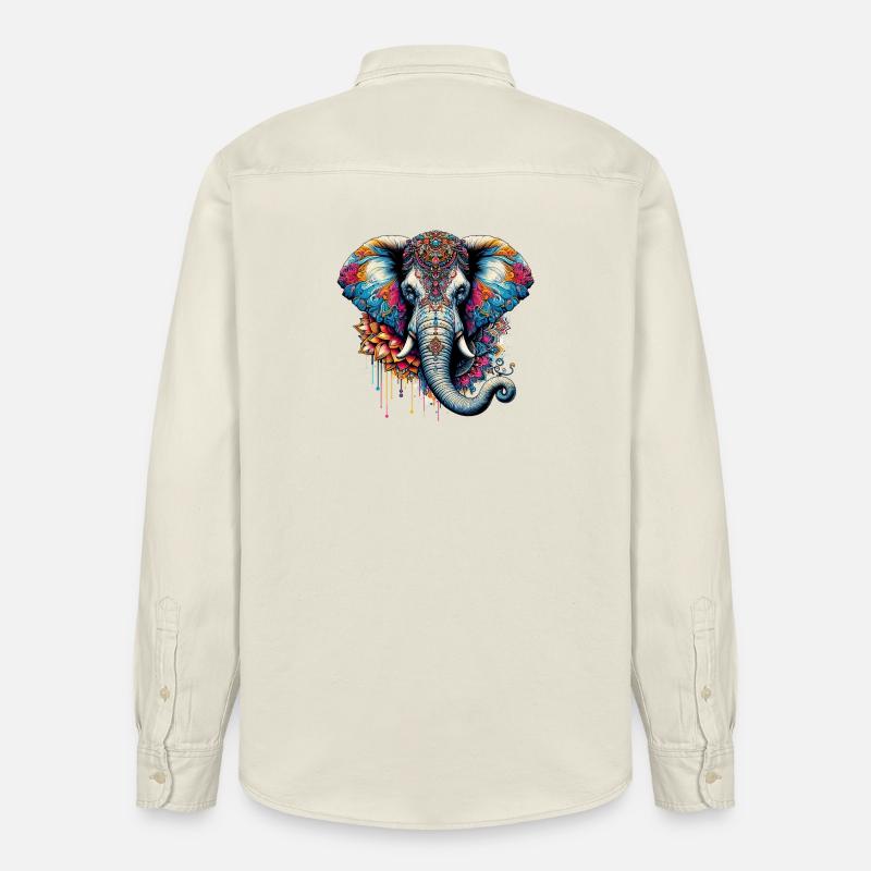 Elefant - Relaxed Fit Unisex Organic Hemd von Stanley/Stella - Natur