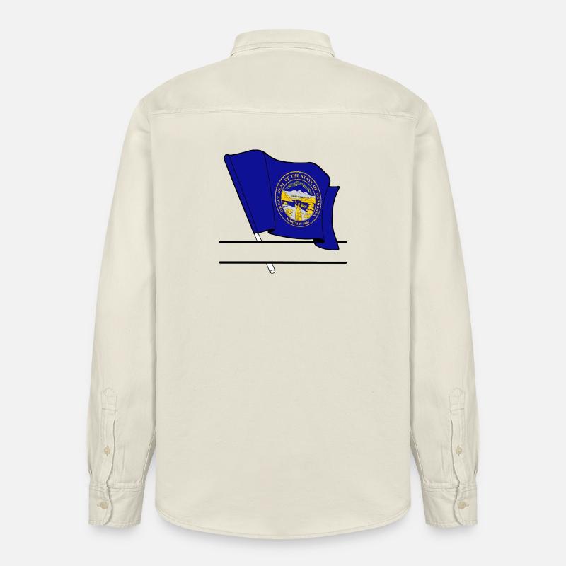 Drapeau Nebraska bannière de texte - Chemise unisexe coupe décontractée bio Stanley/Stella - écru doux