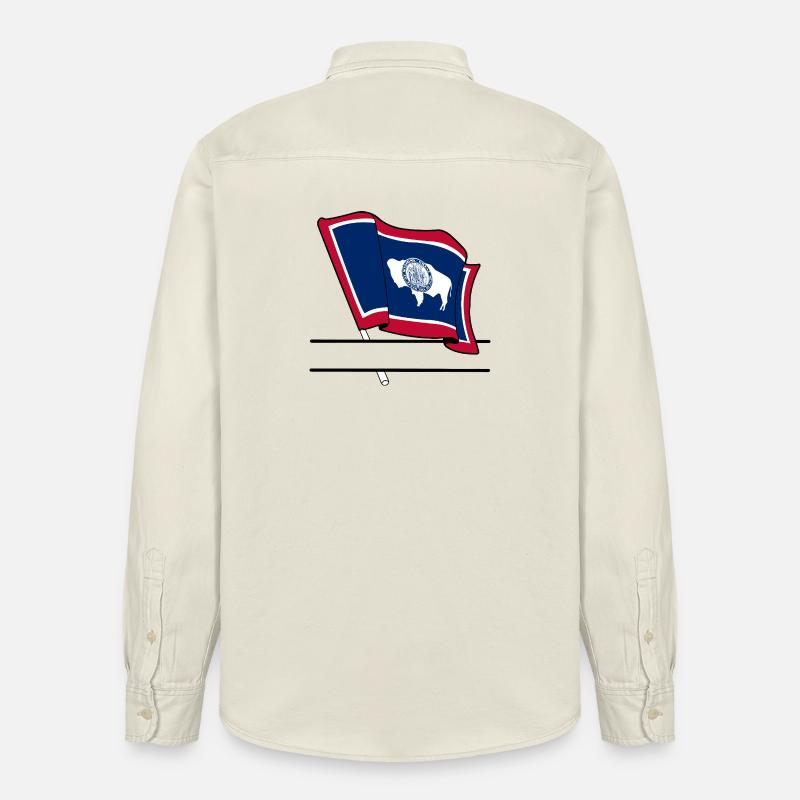 Drapeau Wyoming bannière de texte - Chemise unisexe coupe décontractée bio Stanley/Stella - écru doux
