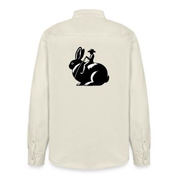 Rabbit Rider (design uniquement - pas de contour, 2 couleurs) - Chemise unisexe coupe décontractée bio Stanley/Stella - écru doux - Dos - AI Model Male 178 light (178cm)