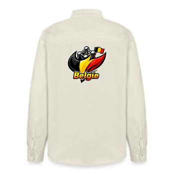 Logo de la Belgique - Chemise unisexe coupe décontractée bio Stanley/Stella - écru doux - Dos - AI Model Male 178 light (178cm)
