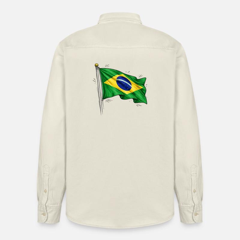 Brasilien Flagge - Relaxed Fit Unisex Organic Hemd von Stanley/Stella - Natur