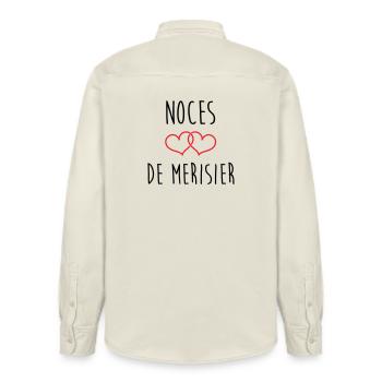 Noces de Merisier 53 ans de mariage - Chemise unisexe coupe décontractée bio Stanley/Stella - écru doux - Dos - AI Model Male 178 light (178cm)