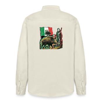 Chasseuse de sanglier Drapeau Italien Italien - Chemise unisexe coupe décontractée bio Stanley/Stella - écru doux - Dos - AI Model Male 178 light (178cm)