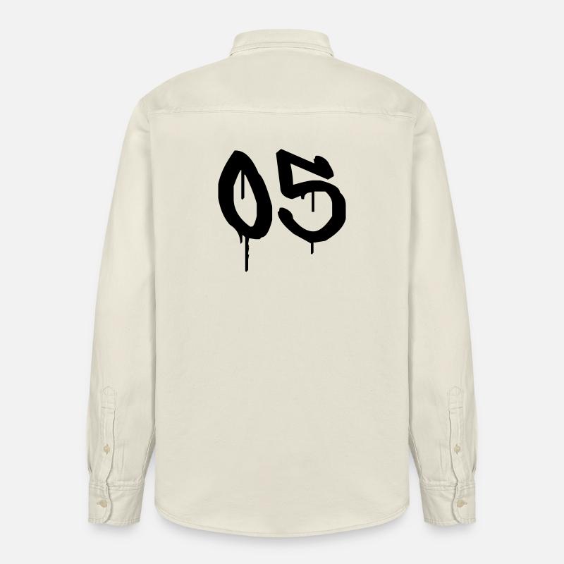 Nummer 05-stil urban graffiti - Unisex skjorte ledig passform økologisk Stanley/Stella - myk ecru