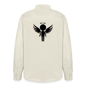 Angel Symbol - Relaxed Fit Unisex Organic Shirt by Stanley/Stella - soft Ecru - Back - AI Model Male 178 light (178cm)