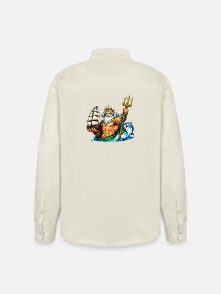 Neptune with sailing ship - Relaxed Fit Unisex Organic Shirt by Stanley/Stella - soft Ecru