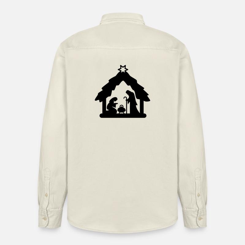 Weihnachtskrippe, Krippenfiguren, heilige Familie - Relaxed Fit Unisex Organic Hemd von Stanley/Stella - Natur