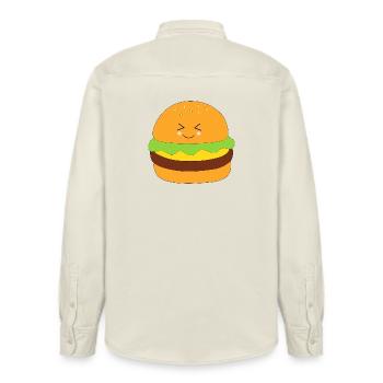 Burger, fast food, essen, kochen - Relaxed Fit Unisex Organic Hemd von Stanley/Stella - Natur - Hinten - AI Model Male 178 light (178cm)