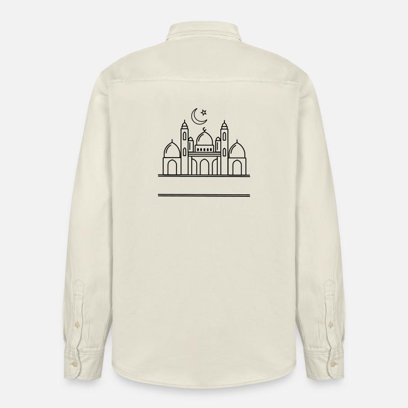 Mosquée avec barre de texte transparente - Chemise unisexe coupe décontractée bio Stanley/Stella - écru doux