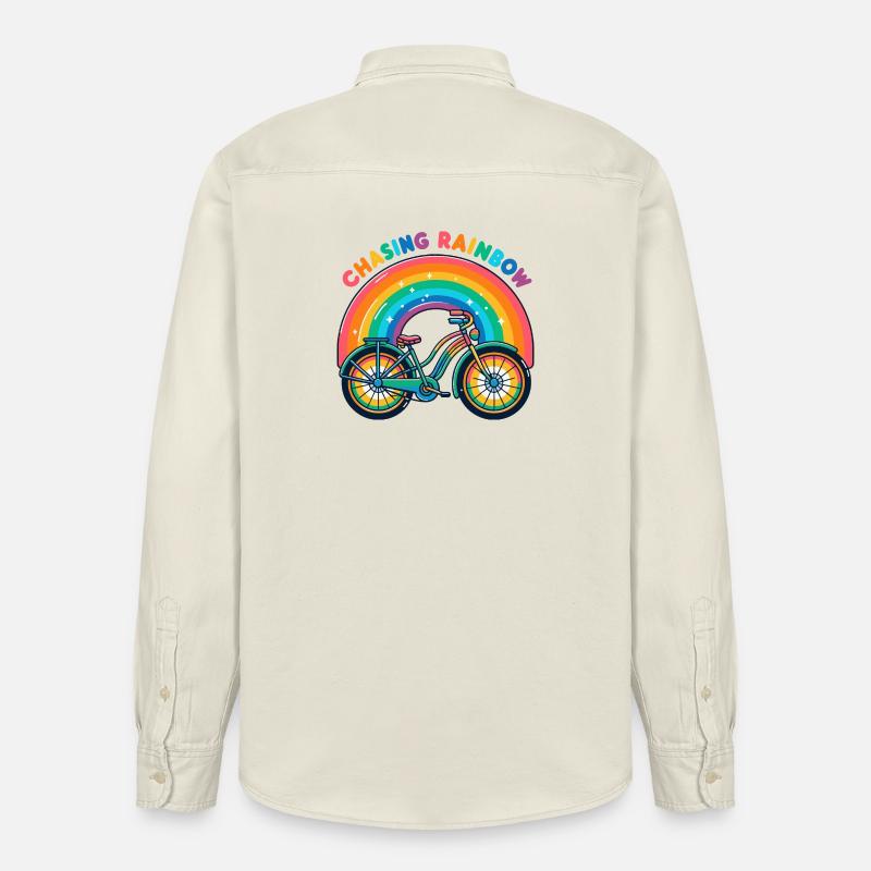 Conception de vélo Chasing Rainbow - Chemise unisexe coupe décontractée bio Stanley/Stella - écru doux