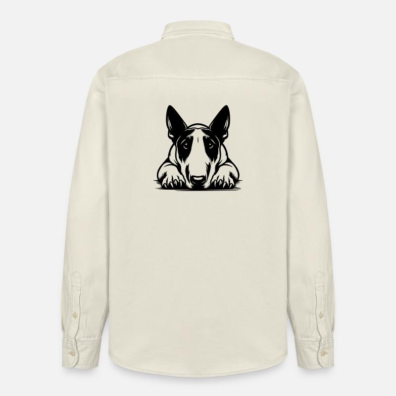 Bullterrier Kopf mit Pfoten - Relaxed Fit Unisex Organic Hemd von Stanley/Stella - Natur