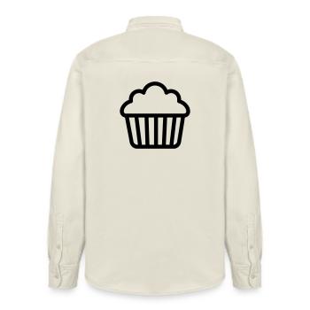 muffin - Relaxed Fit Unisex Organic Shirt by Stanley/Stella - soft Ecru - Back - AI Model Male 178 light (178cm)