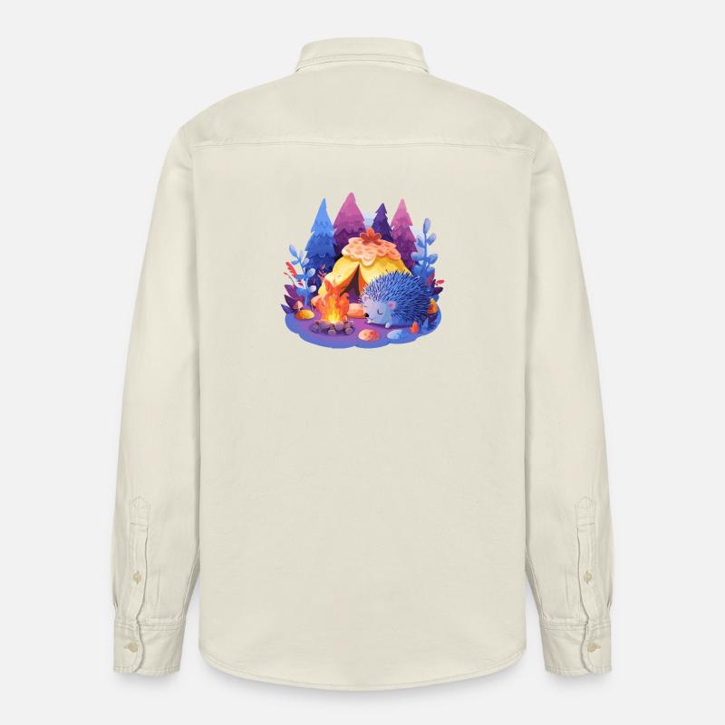 Schlafender Igel am Lagerfeuer - Relaxed Fit Unisex Organic Hemd von Stanley/Stella - Natur