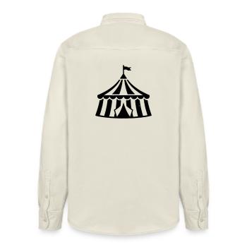 Circus Tent Circus Vintage Grunge - Relaxed Fit Unisex Organic Shirt by Stanley/Stella - soft Ecru - Back - AI Model Male 178 light (178cm)