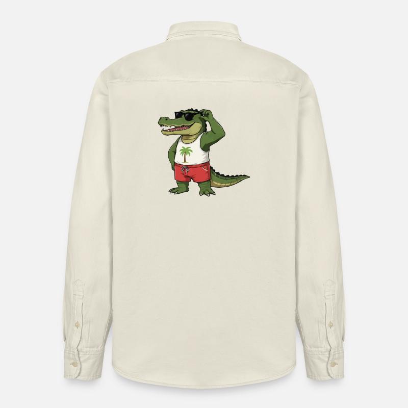 Krokodil Comic - Relaxed Fit Unisex Organic Hemd von Stanley/Stella - Natur